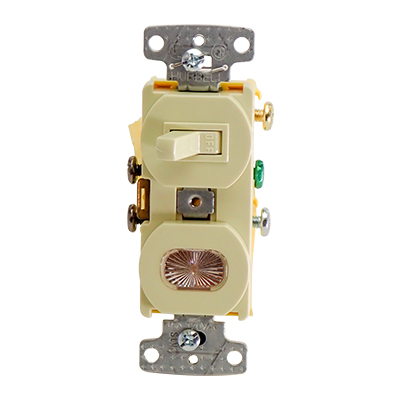 Switch Toggle w/ Pilot Light 1Way Ivory