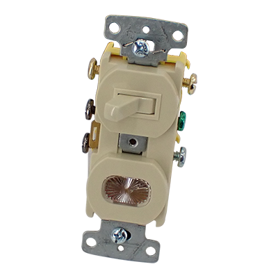 Switch Toggle w/ Pilot Light 3Way Ivory